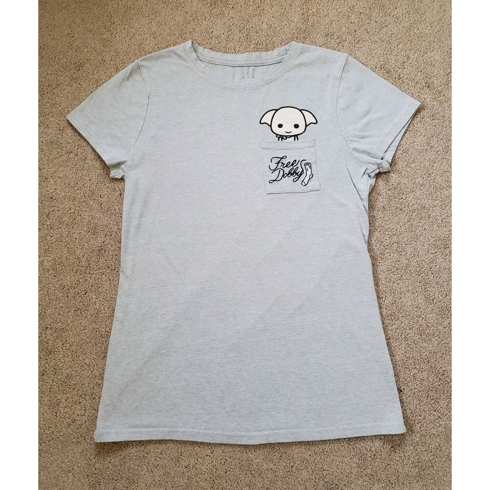 Box Lunch Harry Potter Free Dolly Embroidered Pocket T-shirt Woman's Size S Gray